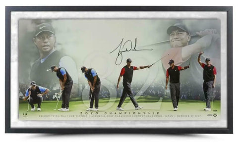 TIGER WOODS Autographed "82" 36" x 18" Framed Photograph UDA LE 82