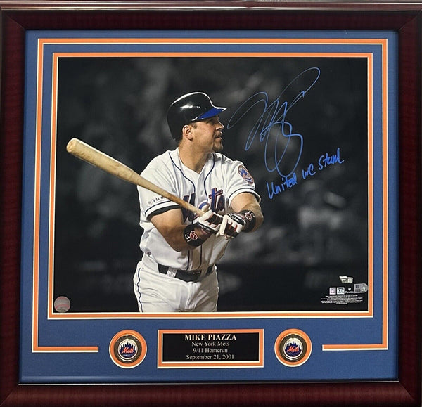 Mike Piazza Mets Signed 16x20 Framed Photo 9/11 HR United We Stand Auto Fanatics