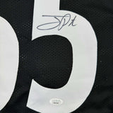 Framed Autographed/Signed Joey Porter Sr. 35x39 Pittsburgh Black Jersey JSA COA