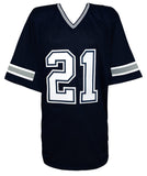 Deion Sanders (COWBOYS) Signed Navy T/B Custom Football Jersey - (BECKETT COA)