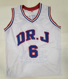 JULIUS ERVING SIGNED PRO STYLE "DR. J" CUSTOM XL STAT JERSEY JSA HOLOGRAM