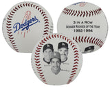 Dodgers 3 In A Row Rookie Of The Year 1992-1994 Commemorative Baseball Un-signed