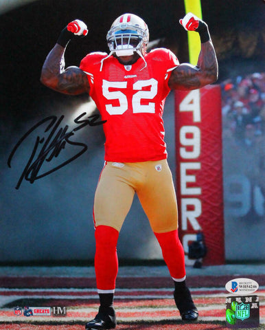 Patrick Willis Signed San Francisco 49ers Flexing 8x10 HM Photo- Beckett W *Blk