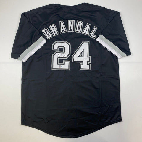 Autographed/Signed Yasmani Grandal Chicago Black Baseball Jersey Beckett BAS COA