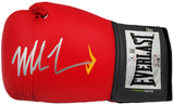 MIKE TYSON AUTOGRAPHED RED EVERLAST BOXING GLOVE LH IN SILVER BECKETT 202299