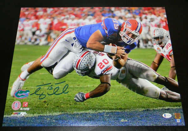 TIM TEBOW AUTOGRAPHED SIGNED FLORIDA GATORS VS OHIO STATE 16x20 PHOTO BECKETT