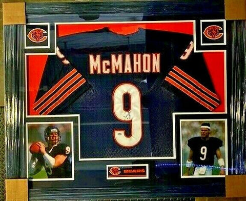 Jim McMahon Signed Bears 35" x 43" Custom Framed Jersey (Schwartz COA) Punky QB