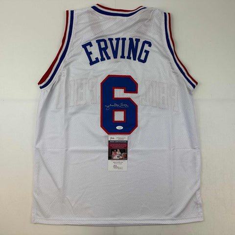 Autographed/Signed Julius Erving Dr. J Philadelphia White Jersey JSA COA