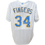 Rollie Fingers Signed Milwaukee Brewers Majestic L Jersey HOF BAS 48482