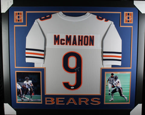 JIM MCMAHON (Bears white SKYLINE) Signed Autographed Framed Jersey JSA