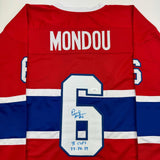 Autographed/Signed Pierre Mondou "3 Cups 77-78-79" Montreal Red Jersey JSA COA