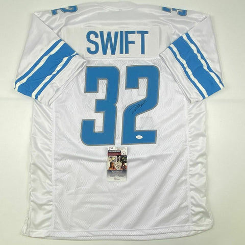 Autographed/Signed D'ANDRE SWIFT Detroit White Football Jersey JSA COA Auto