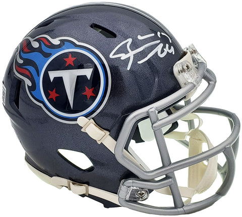 RYAN TANNEHILL AUTOGRAPHED TITANS BLUE SPEED MINI HELMET BECKETT QR 197223