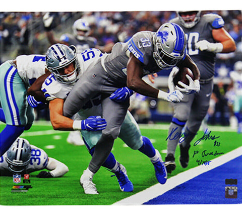 Kerryon Johnson Signed Lions Unframed 16x20 Diving Photo - 1st Touchdown