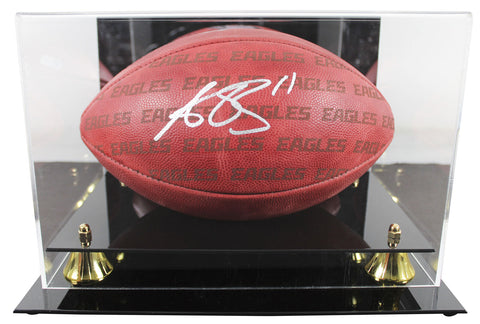 Eagles A.J. Brown Signed "The Duke" Team Showcase Football W/ Case BAS Witnessed