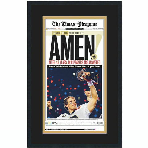 Framed Times Picayune New Orleans Saints Super Bowl XLIV Newspaper 17x27 Photo