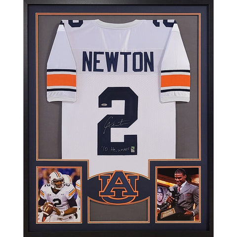 Cam Newton Autographed Signed Framed White Auburn HW Jersey GTSM