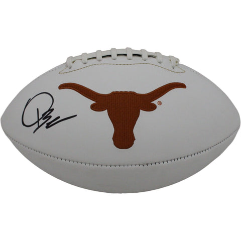 Quinn Ewers Autographed Texas Longhorns White Logo Football Beckett 47628