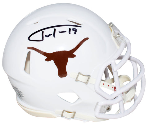 JUSTIN TUCKER SIGNED AUTOGRAPHED TEXAS LONGHORNS SPEED MINI HELMET BECKETT