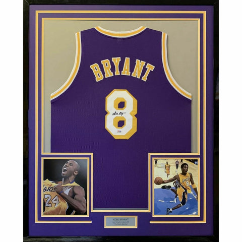 FRAMED Autographed/Signed KOBE BRYANT 33x42 LA Purple Jersey PSA/DNA COA Auto