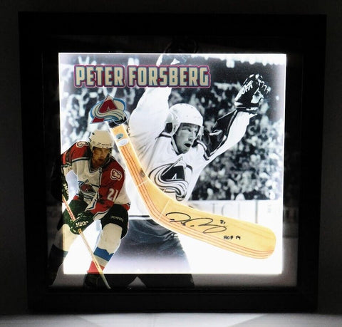 Peter Forsberg Autographed Stick Blade w/ Inscription Lighted Shadowbox JSA COA