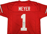 OHIO STATE BUCKEYES URBAN MEYER AUTOGRAPHED RED JERSEY BECKETT WITNESS 230169