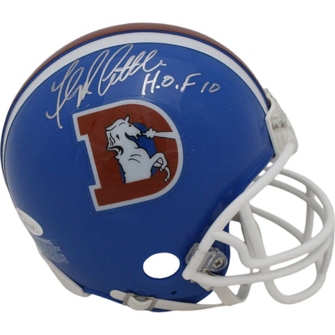 Floyd Little Autographed/Signed Denver Broncos VSR4 Mini Helmet JSA 47956