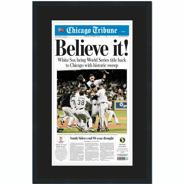 Framed Chicago Tribune Believe White Sox 2005 World Series Newspaper 17x27 Photo