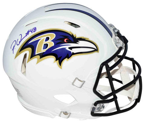 PATRICK QUEEN SIGNED BALTIMORE RAVENS FLAT WHITE SPEED AUTHENTIC HELMET BECKETT