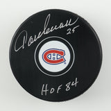 Jacques Lemaire Signed Montreal Canadiens Hockey Puck (COJO COA) NHL HOF 1984