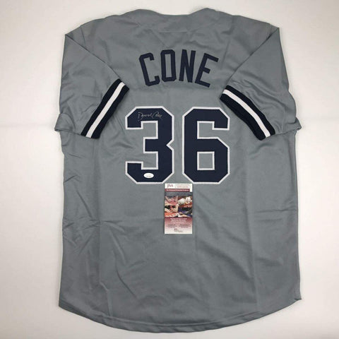 Autographed/Signed DAVID CONE New York Grey Baseball Jersey JSA COA Auto