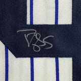 FRAMED Autographed/Signed DARRYL STRAWBERRY 33x42 NY Pinstripe Jersey JSA COA