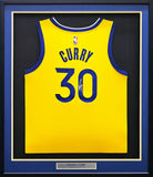 WARRIORS STEPHEN CURRY AUTOGRAPHED FRAMED YELLOW NIKE SWINGMAN JERSEY BECKETT