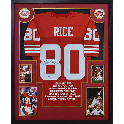 Jerry Rice Autographed Signed Framed Stat San Fran 49ers Jersey TRISTAR