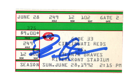 Deion Sanders Signed Atlanta Braves 6/28/1992 vs Reds Ticket BAS 37268