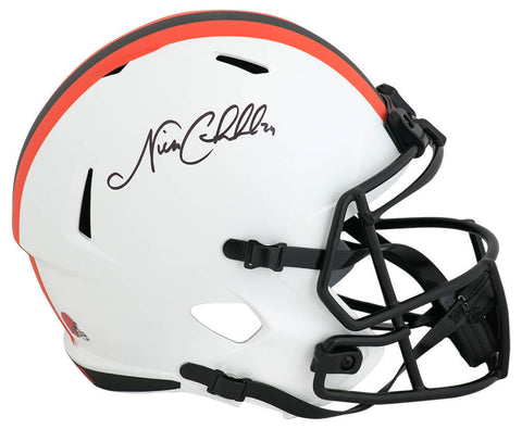 Nick Chubb Signed Browns Lunar Riddell Full Size Replica Helmet - (SCHWARTZ COA)