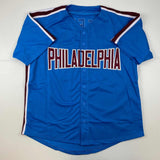 Autographed/Signed Zack Wheeler Philadelphia Blue Retro Jersey PSA/DNA COA