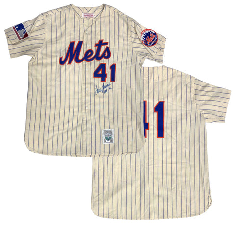 Tom Seaver Autographed "HOF 92" New York Mets M&N Authentic Jersey PSA