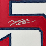 Framed Autographed/Signed Mookie Betts 33x42 Boston White Jersey JSA COA