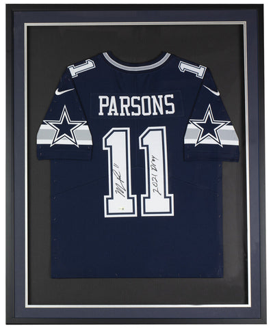 Micah Parsons Signed Framed Cowboys Blue Nike Football Jersey Inscribed Fanatics