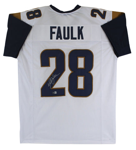 Marshall Faulk Authentic Signed White Pro Style Jersey Autographed BAS Witnessed