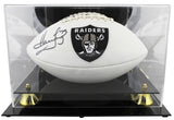 Raiders Howie Long Signed White Panel Logo Football W/ Case BAS Witnessed