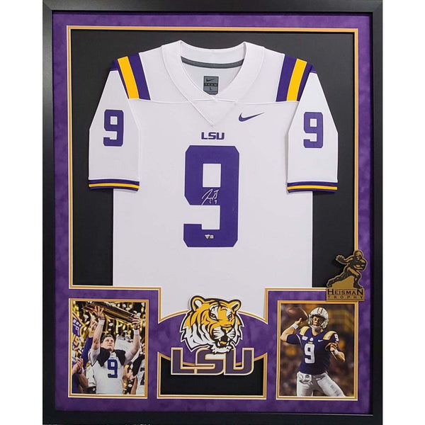 Joe Burrow Autographed Signed Framed LSU Bengals Jersey FANATICS