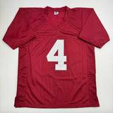 Autographed/Signed Jalen Milroe Alabama Red College Football Jersey JSA COA