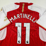 Autographed/Signed Gabriel Martinelli Arsenal Red Soccer Jersey Beckett BAS COA