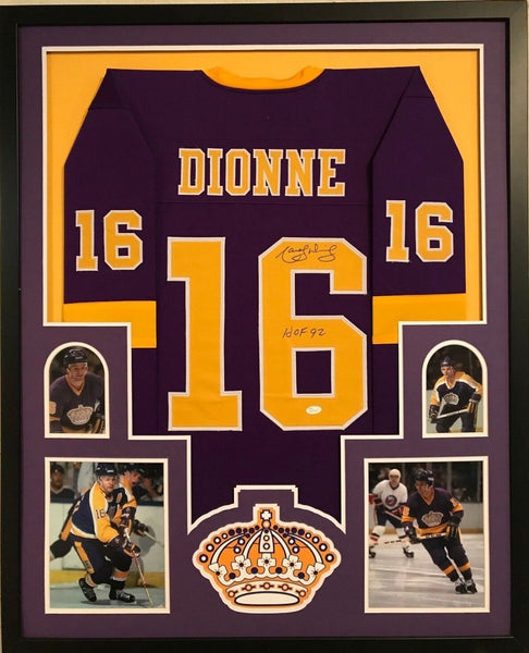 FRAMED MARCEL DIONNE AUTOGRAPHED SIGNED INSCRIBED L.A. KINGS JERSEY JSA COA