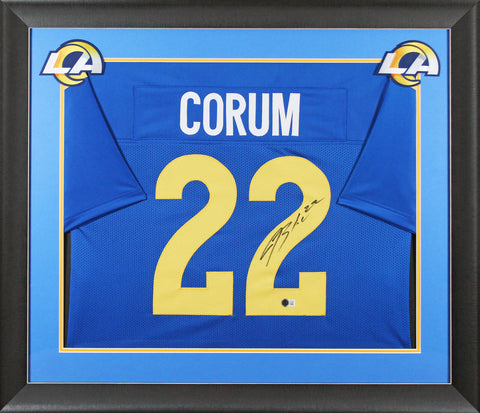 Blake Corum Authentic Signed Blue Pro Style Framed Jersey BAS Witnessed