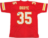 KANSAS CITY CHIEFS CHRISTIAN OKOYE AUTOGRAPHED RED JERSEY JSA STOCK #234522