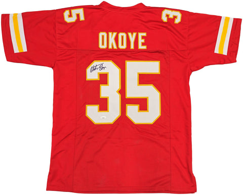 KANSAS CITY CHIEFS CHRISTIAN OKOYE AUTOGRAPHED RED JERSEY JSA STOCK #234522