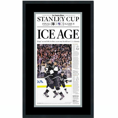 Framed Los Angeles Times Kings Ice Age 2014 Stanley Cup Newspaper 17x27 Photo